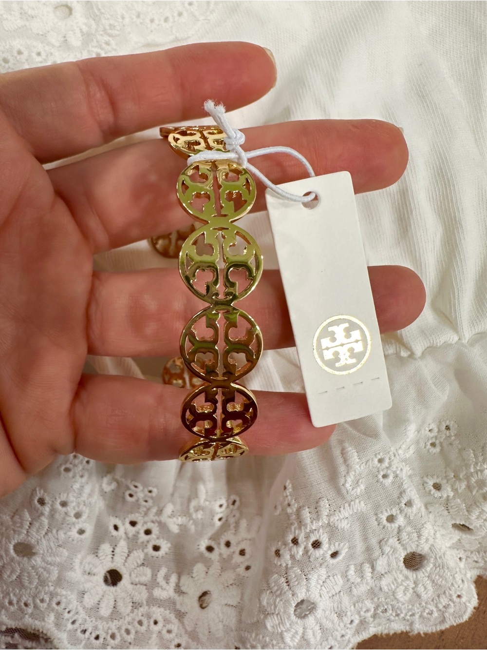 Tory Burch Gold Logo Adjustable Bangle
